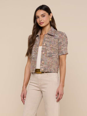 L'Agence Chita Crop Jacket in Rainbow Tweed