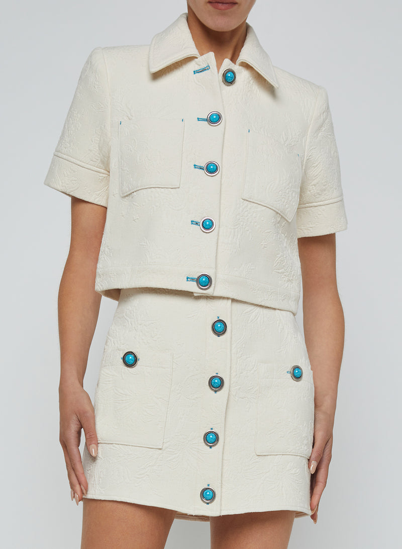 L'Agence Chita Crop Jacket in Ivory