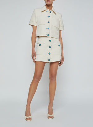 L'Agence Chita Crop Jacket in Ivory