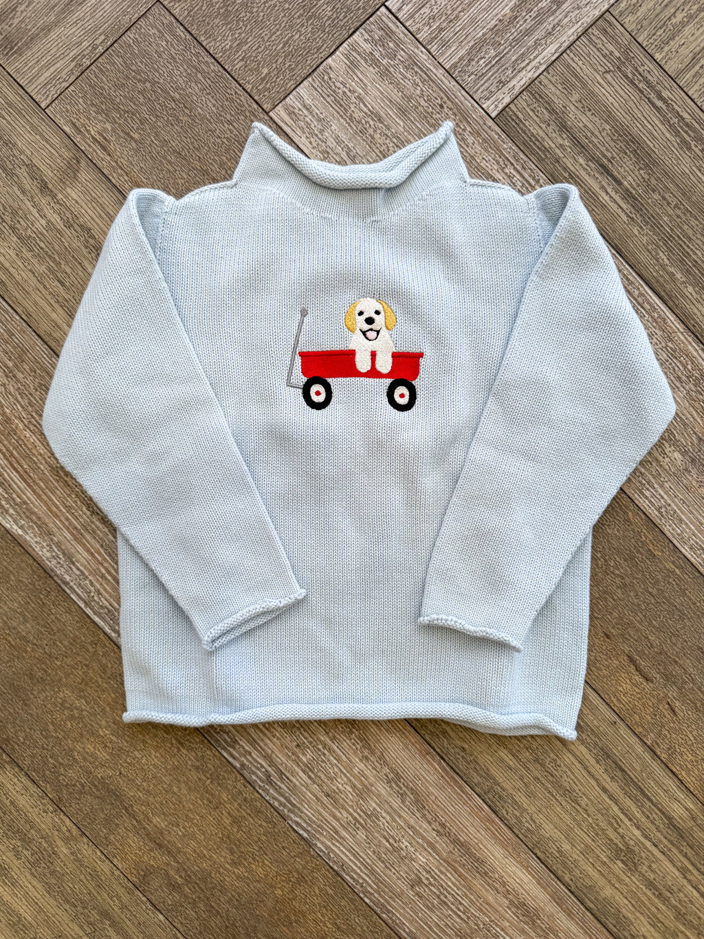 A Soft Idea Puppy Love Roll Neck Sweater in Light Blue