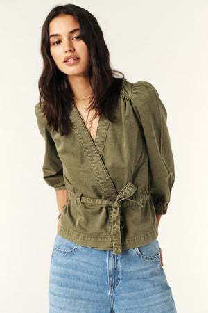 ba&sh Olavina Top in Khaki