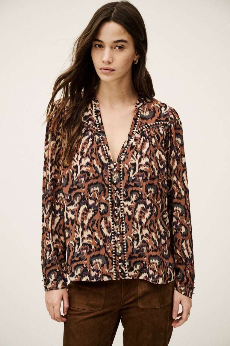 ba&sh Onada Shirt in Ocre Print