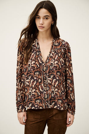 ba&sh Onada Shirt in Ocre Print