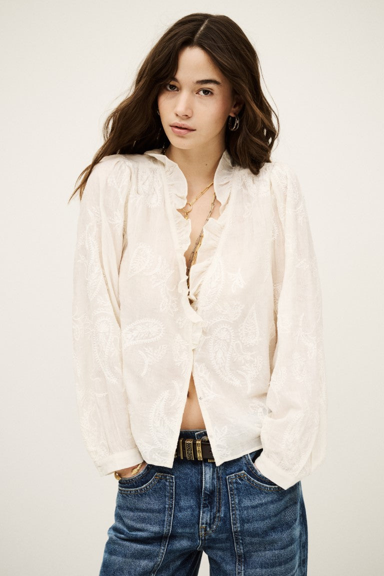 ba&sh Petty Blouse in Ecru