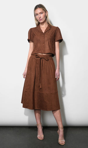 Greylin Biar Suede Top in Camel