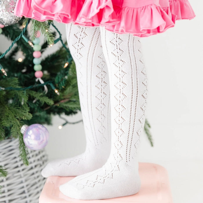 Little Stocking Co. Fancy Knit Tights in White