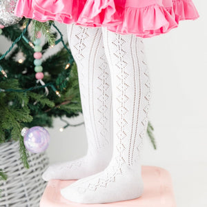 Little Stocking Co. Fancy Knit Tights in White