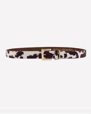 Amsterdam Heritage Aliza Leather Belt in Cow Print