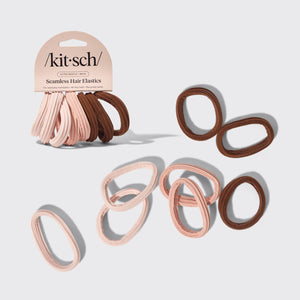 KITSCH Recycled Seamless Hair Elastics 8pc Set in Rosewood