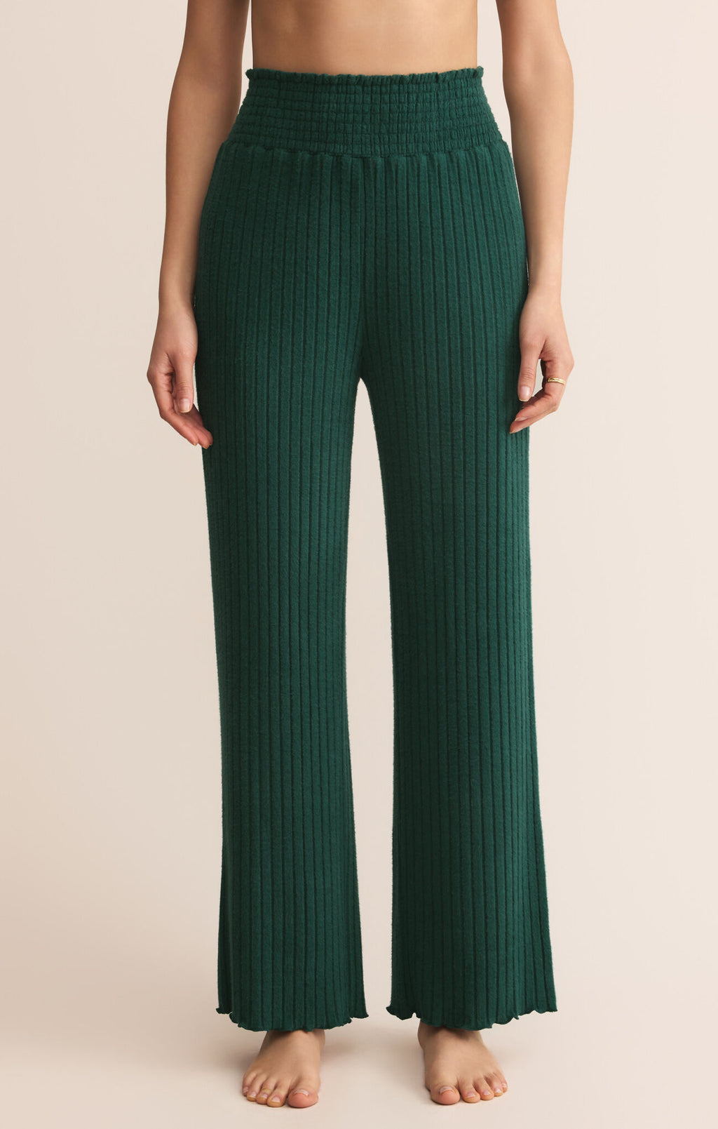 Z Supply Dawn Smocked Pant in Evergreen