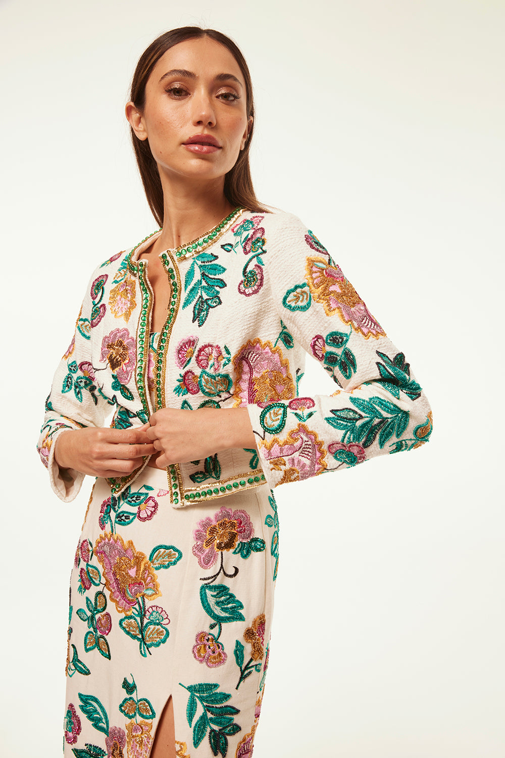 Misa Salima Jacket in Paisley Floral Embroidery