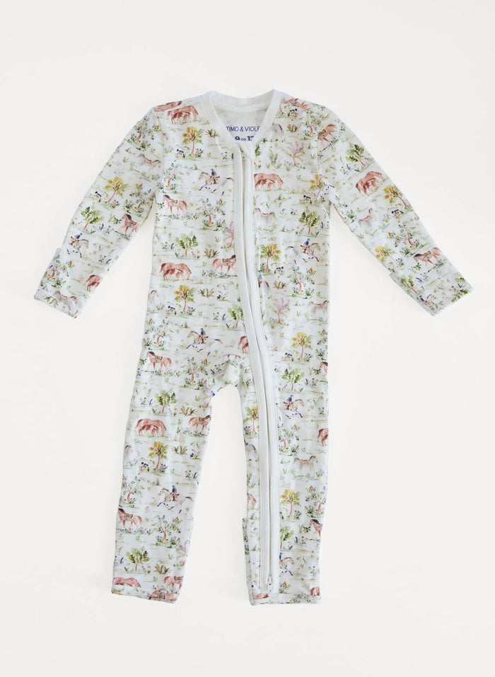 Timo & Violet Baby Zippered One Piece in Hunter Pace
