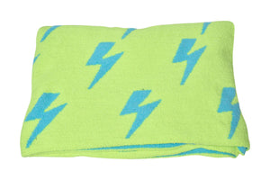 Malibu Sugar Lightening Bolt Blanket in New Sky Blue/Neon Yellow