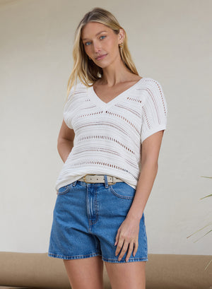 Stitches + Stripes Elsie Knit Top in Chalk