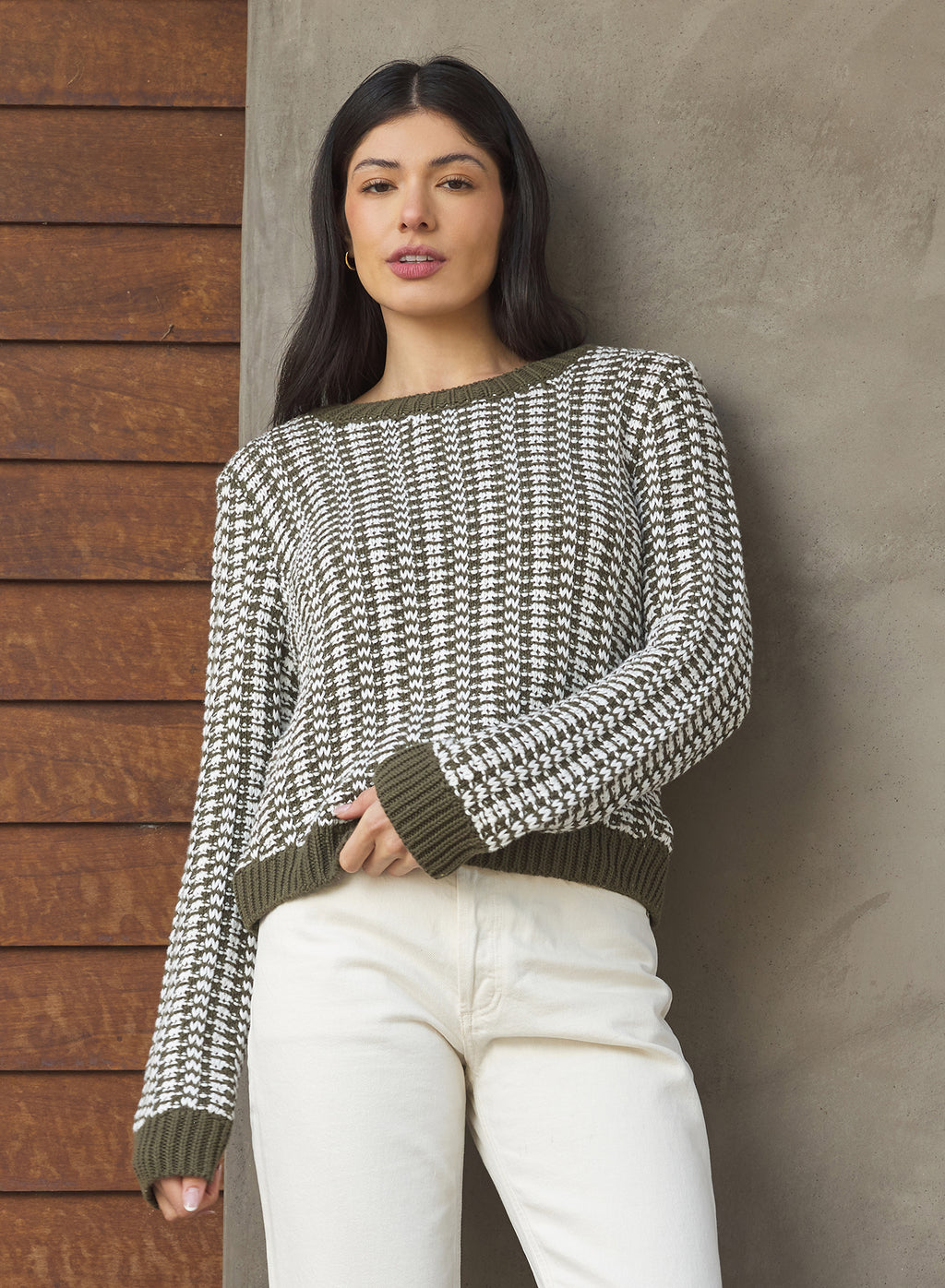 Stitches + Stripes Elsie Pullover in Thyme Combo