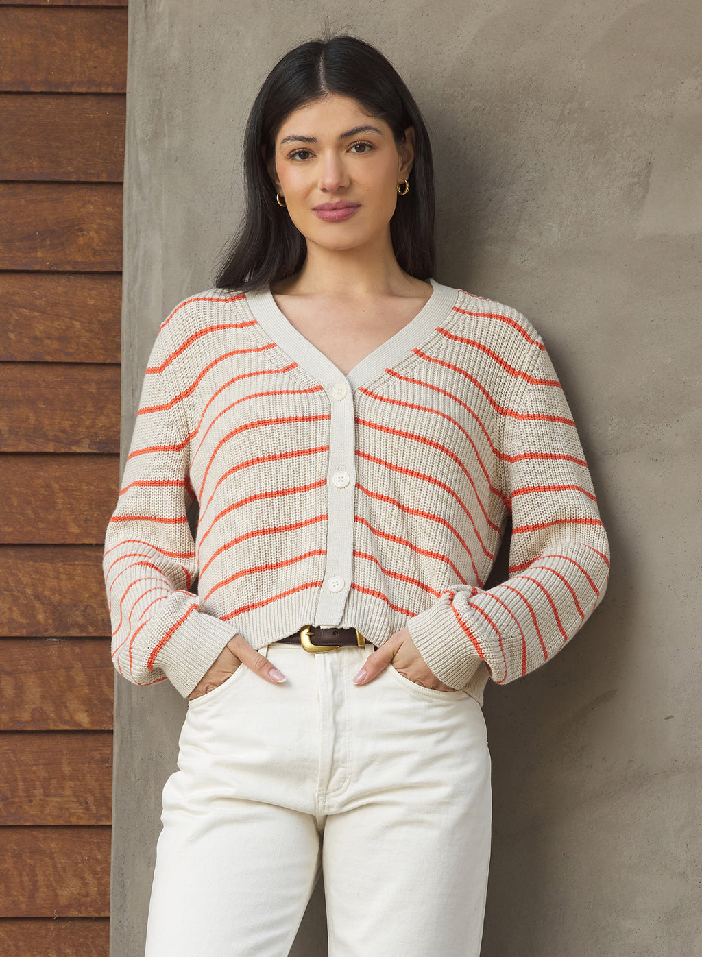 Stitches + Stripes Lita Cardigan in Clay Combo
