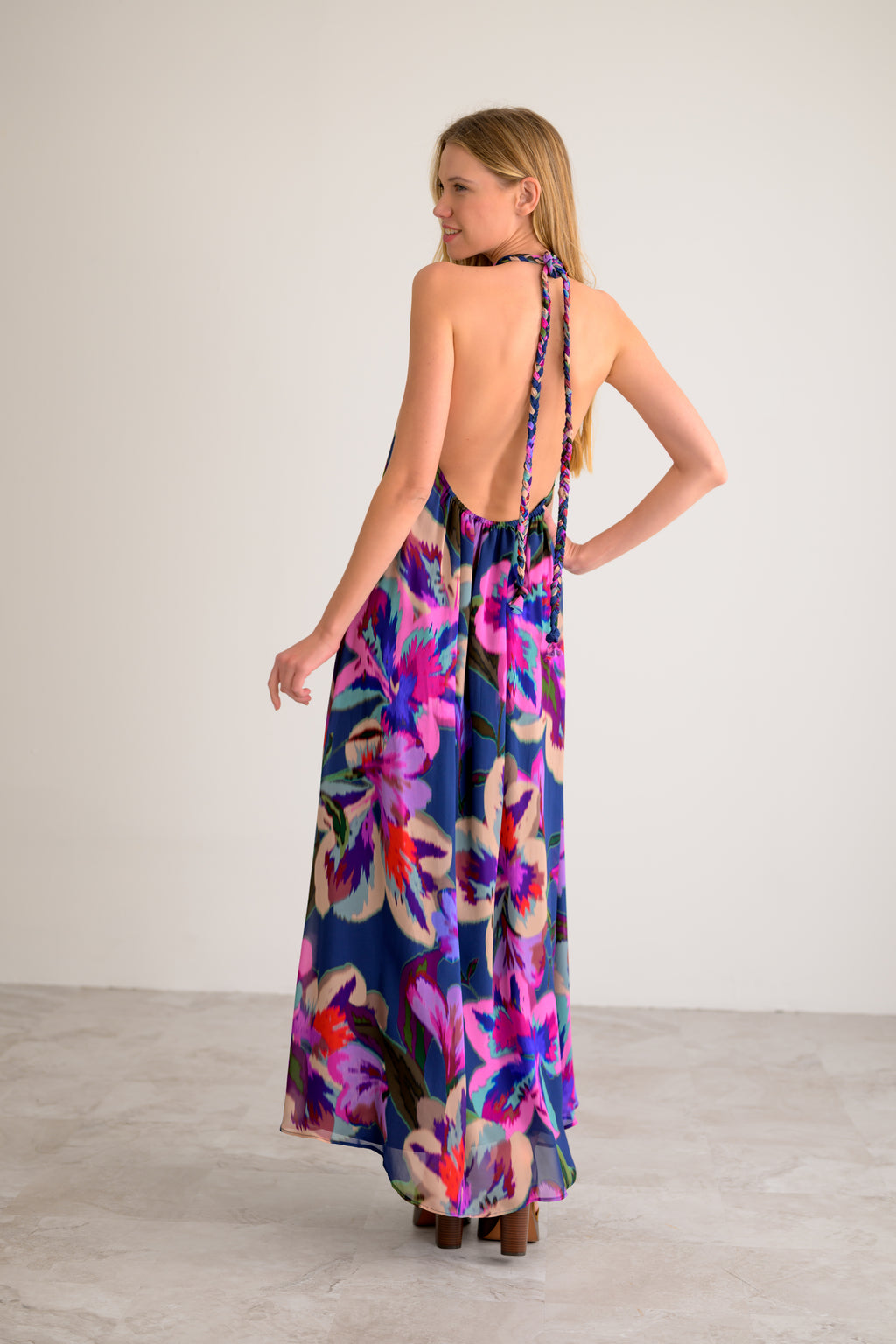 Lavender Brown Antonella Dress in Navy Multi