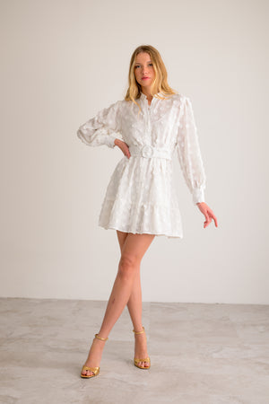 Lavender Brown Elizabeth Mini Dress in White