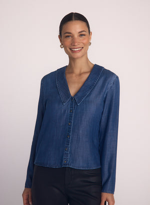 Bella Dahl Puritan Collar Shirt in Moonlit Wash