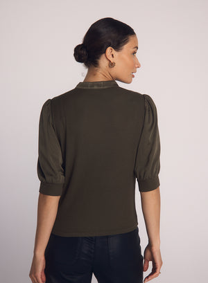 Bella Dahl Short Sleeve Placket Shirt in Ivy Green