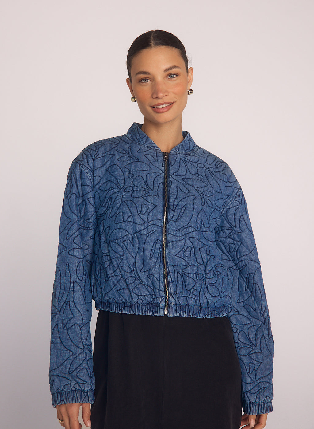 Bella Dahl Floral Cropped Jacket in Lagoon