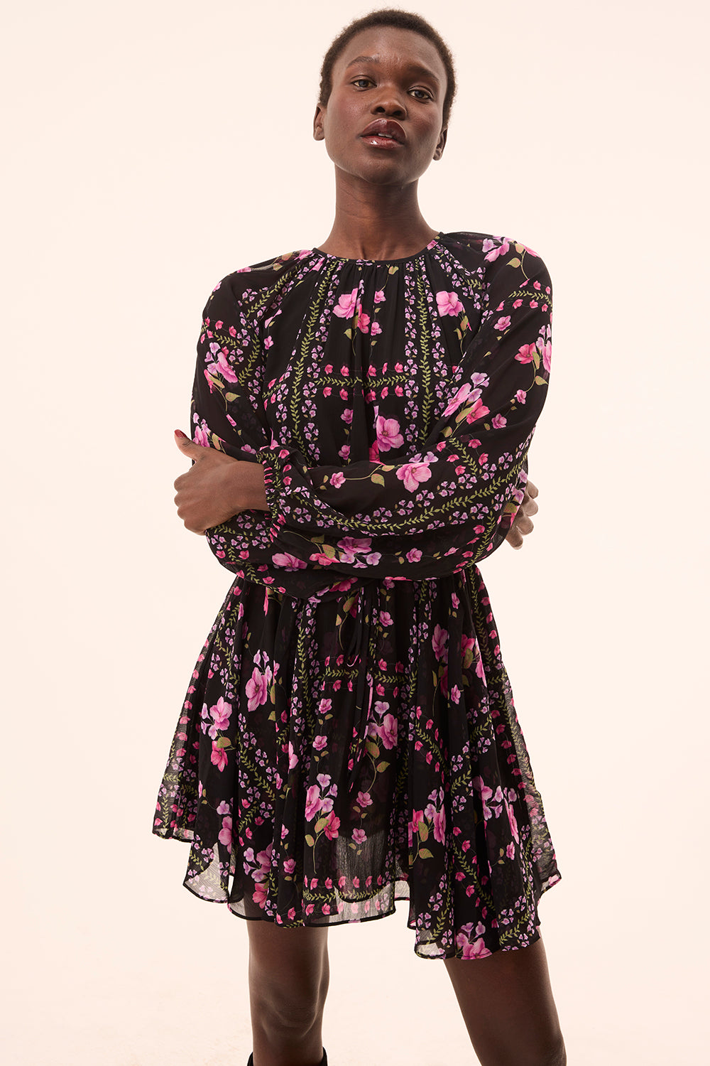 Misa Anthea Dress in Midnight Lattice