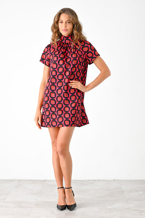 Lavender Brown Rory Dress in Red/Pink Combo