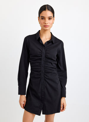 Bella Dahl Shirred Shirt Dress in Black