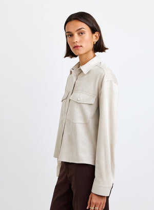 Bella Dahl Seamed Pocket Shacket in Panna Cotta
