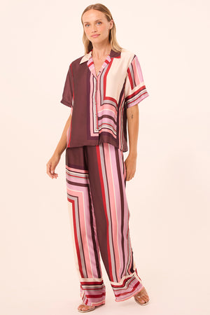 Misa Izzie Pant in Chocolate Geo Stripe