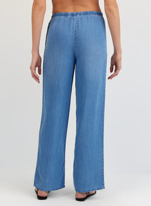 Bella Dahl Wide Leg Drawstring Pant in Indigo Harbor Wash