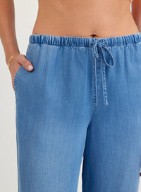 Bella Dahl Wide Leg Drawstring Pant in Indigo Harbor Wash