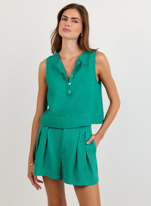 B4903-331-302 - SLEEVELESS HALF PLACKET TOP