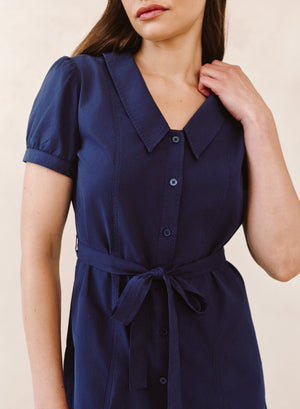 Bella Dahl Puritan Collar Dress in Noir Navy