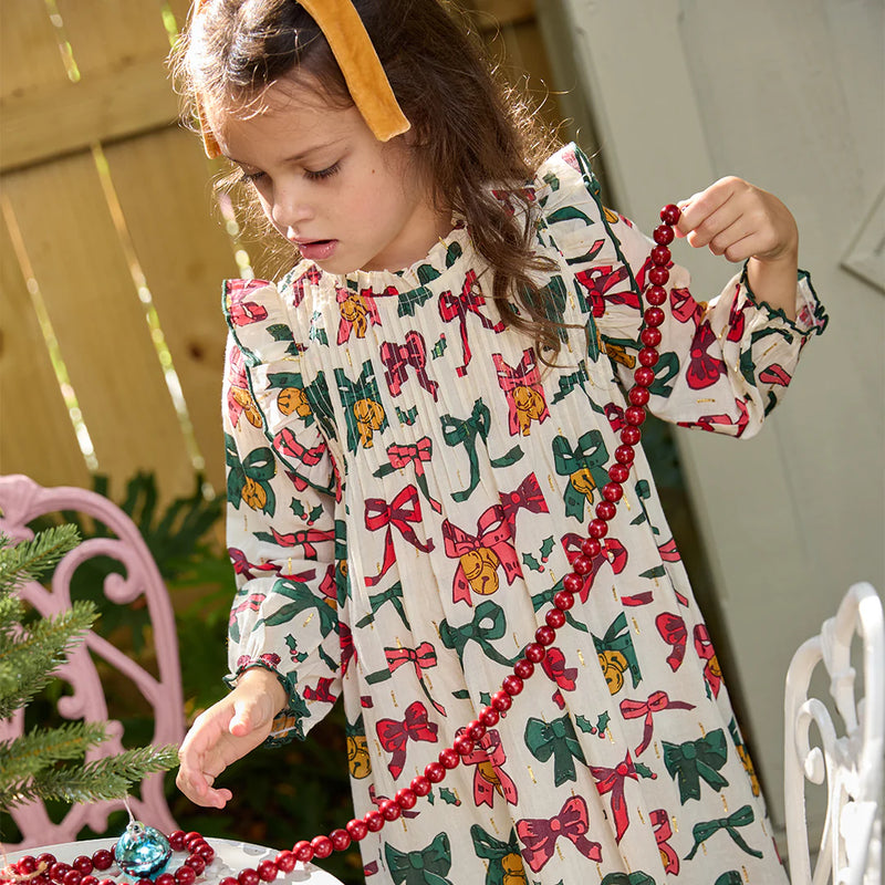 Pink Chicken Jaipur Dress in Christmas Bows and Bells