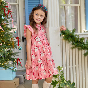 Pink Chicken Jennifer Dress in Pink Candy Cane Santa