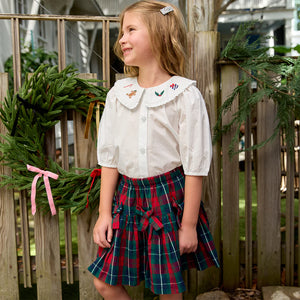 Pink Chicken Maribelle Bow Skirt in Red Tartan