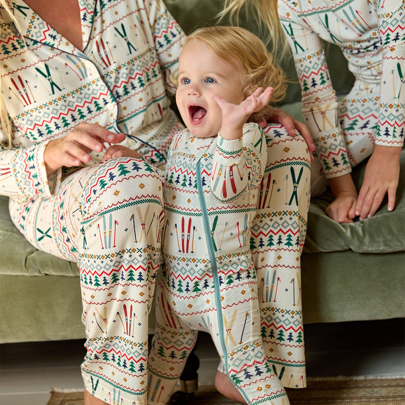 Pink Chicken Bamboo Romper in Fair Isle Ski