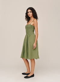 B60015-W94-302 - SMOCKED DRESS WITH BEADED STRAPS