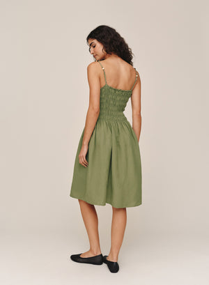 B60015-W94-302 - SMOCKED DRESS WITH BEADED STRAPS