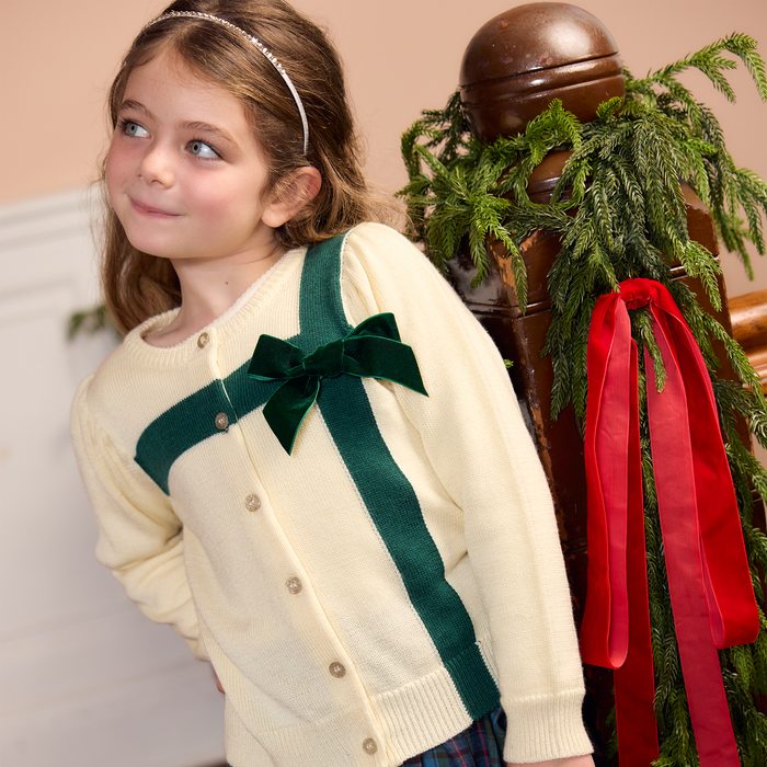 Pink Chicken Girls Constance Sweater in Cream Bow
