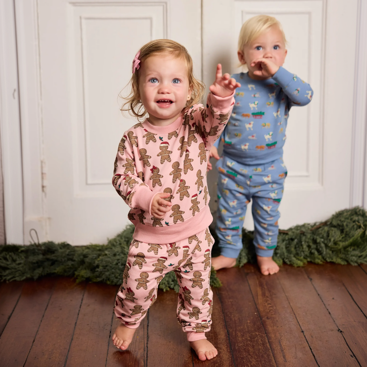 Coop Kids by Pink Chicken Baby Jax Jogger Set in Gingerbread Cookie
