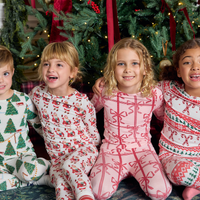 Pink Chicken Bamboo Pajamas in Vintage Santas