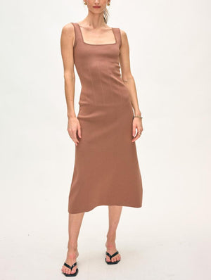 White + Warren Paperfine Midi Dress in Mocha