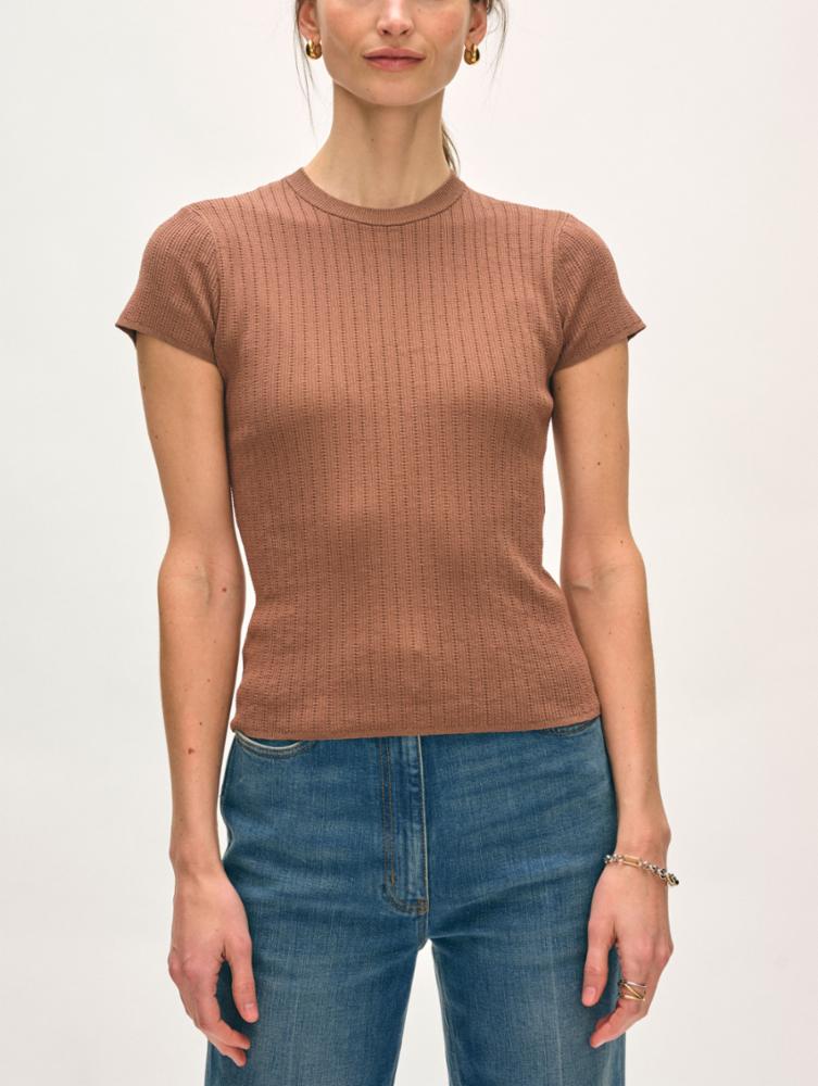 White + Warren Paperfine Pointelle Tee - Multiple Colors!