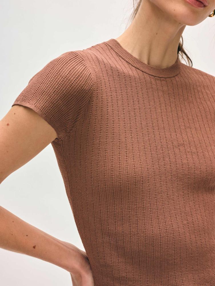 White + Warren Paperfine Pointelle Tee - Multiple Colors!