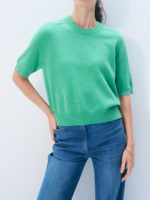 White + Warren Cashmere Relaxed Tee in Retro Green