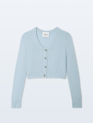 White + Warren Cashmere Scoop Short-Length Cardigan in Pastel Blue