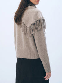 White + Warren Cashmere Blend Scarf Sweater in Misty Brown Heather