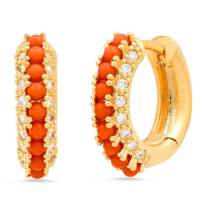 Tai Huggies with CZ Accents in Orange